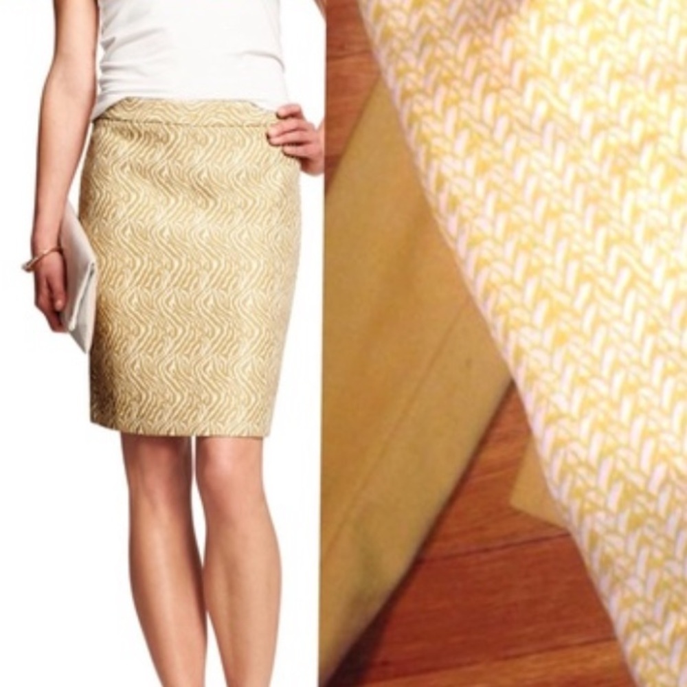 Banana Republic | Lined Pencil Skirt Rayon & Linen | Butter Yellow | Size 6